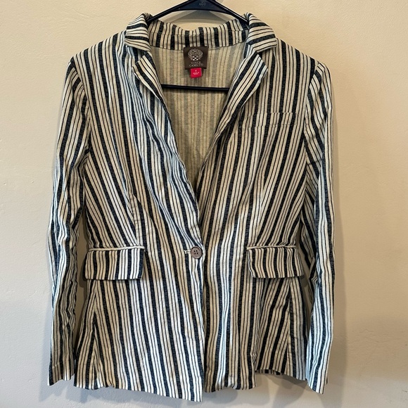Vince Camuto blue and white striped linen blazer size 4 - Picture 1 of 6